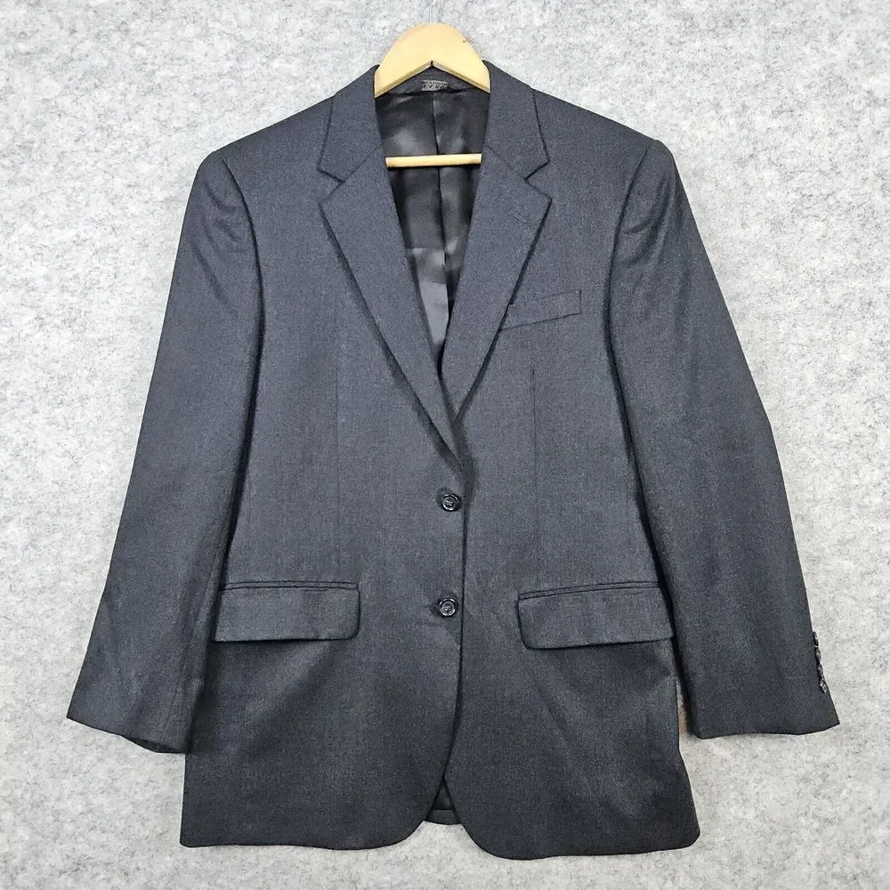 Jos A Bank Men's Charcoal Blazer Size 40R Wool & Cashmere Single Breasted Vented